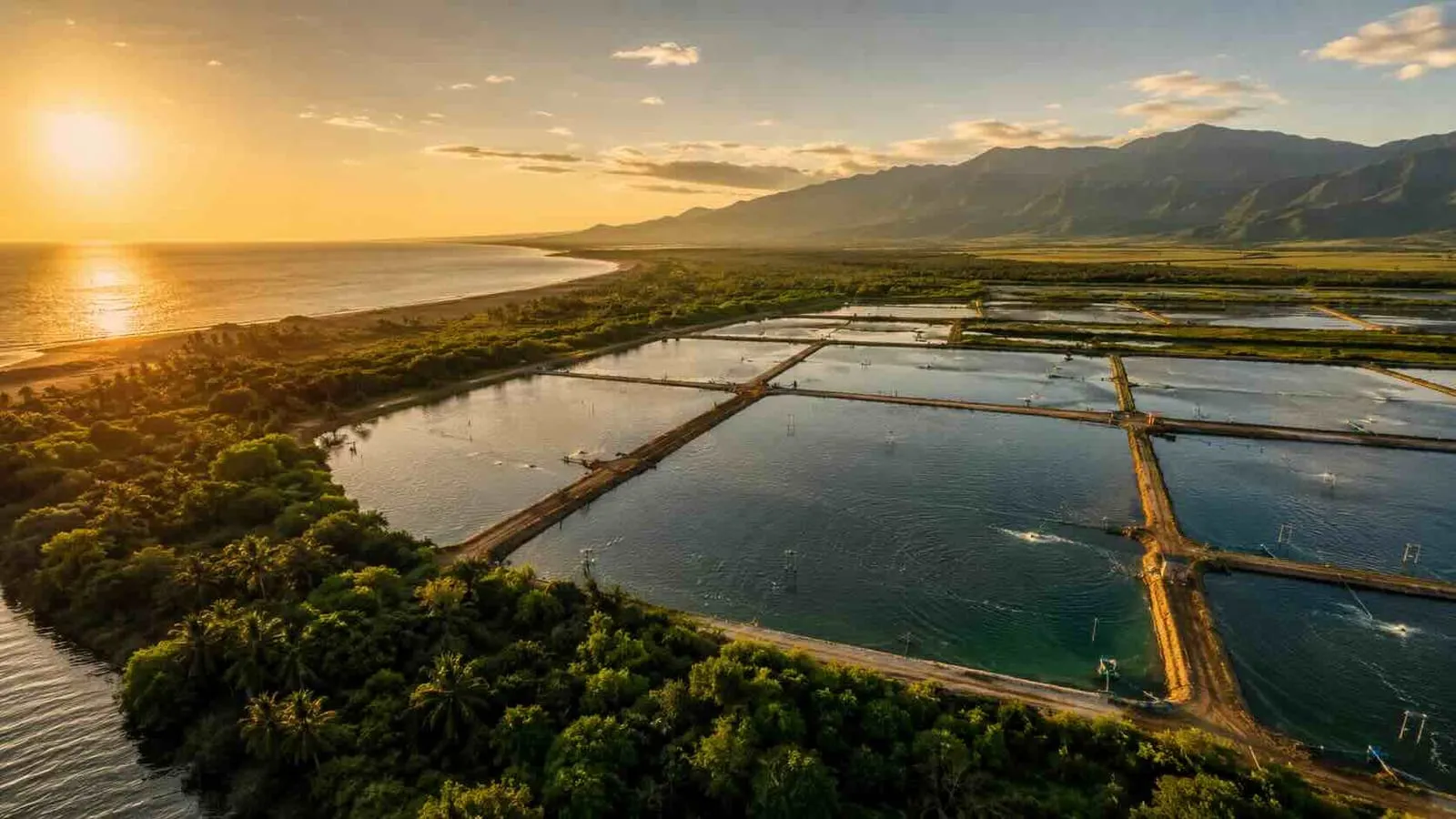 Producción de camarón en Venezuela: vista aérea de fincas camaroneras en el Zulia